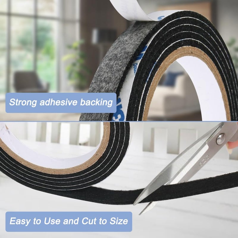 Shintop Felt Tape DIY Adhesive Heavy Duty Felt Strip Roll Cut into Any Shape to Protect Your Hardwood and Laminate Flooring, 0.5 x 59 Inches (Pack of 2, Black) - Image 5
